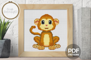 Cartoon Cute Monkey Cross Stitch
