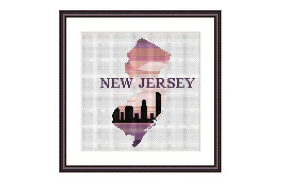 New Jersey Map Silhouette Cross Stitch